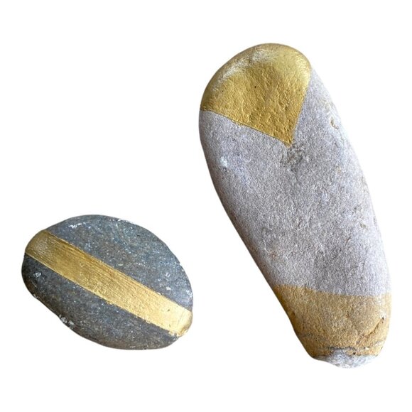 Hand Painted Gold Stone River Rocks - Picture 8 of 11